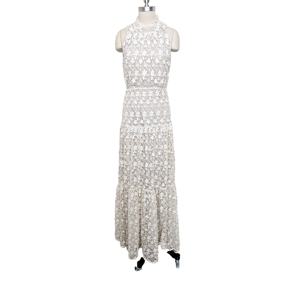 Erin Fetherston Maxi Dress Gown Wedding French Lace and Silk